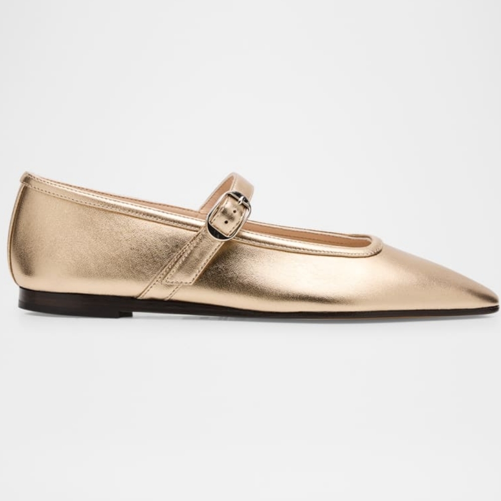 Gold Metallic Mary Jane Flats
